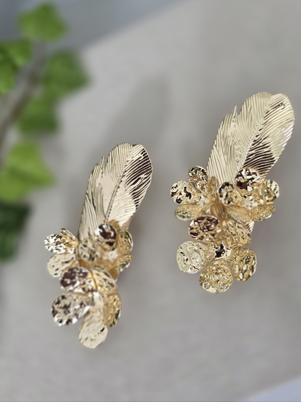 Gold Filled Floral Statement Earrings